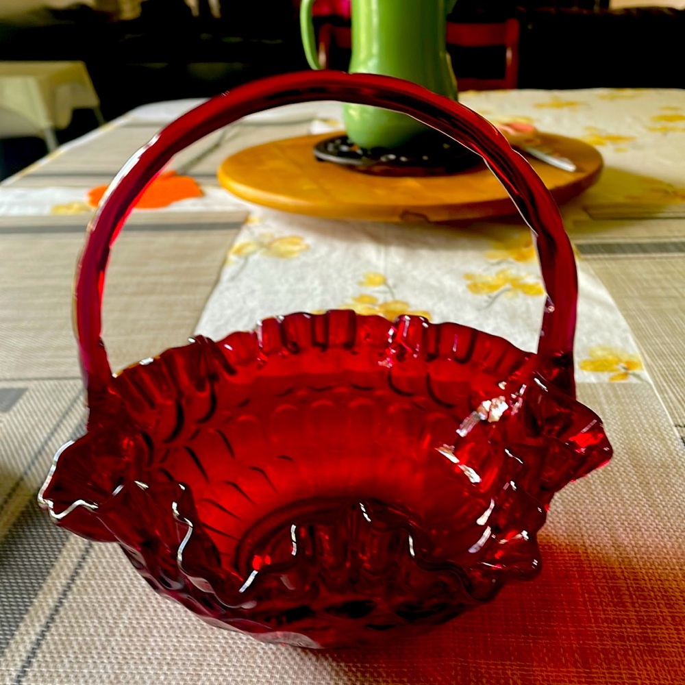 Fenton ruby red thumbprint bowl